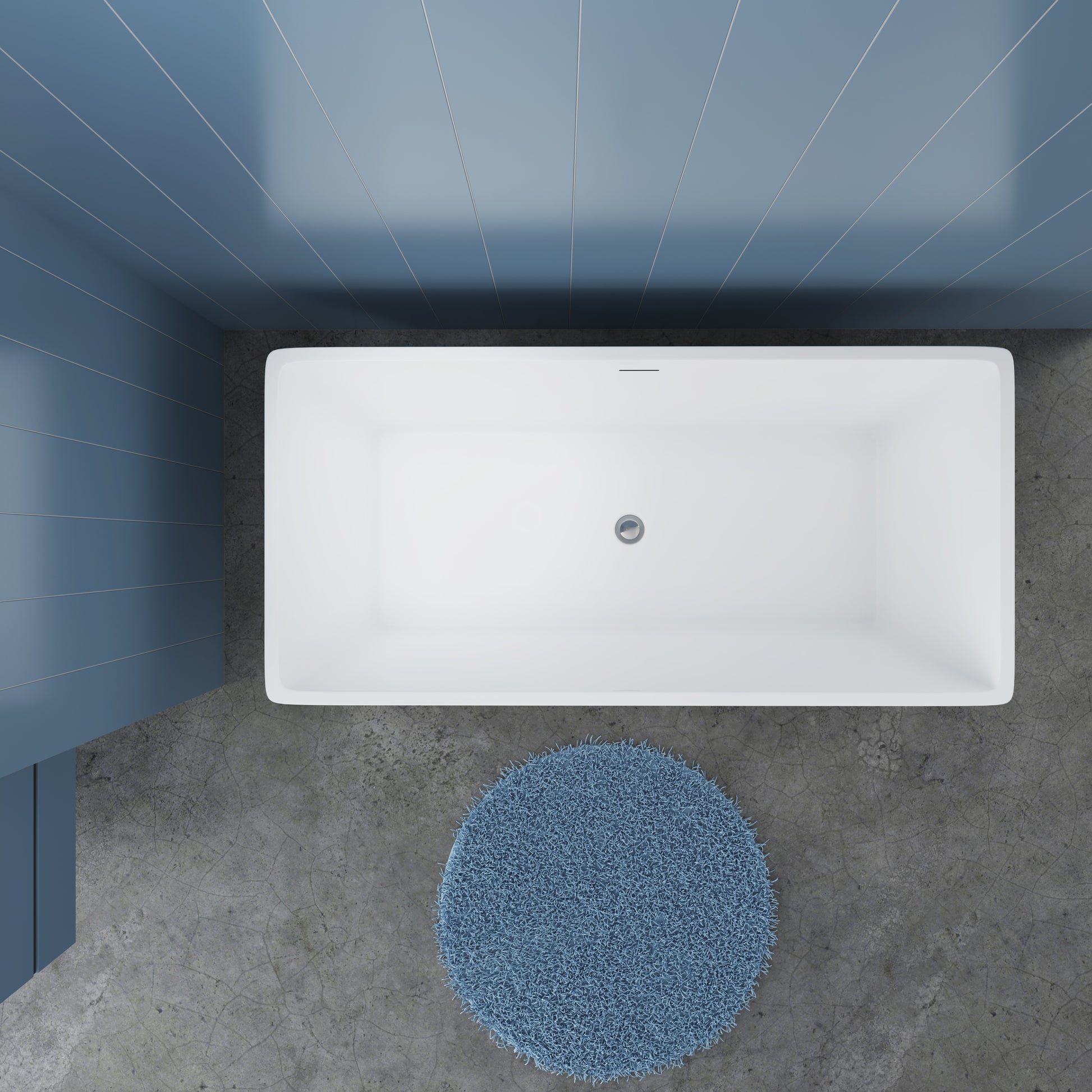 Vasca da Bagno a Isola Freestanding in Acrilico da 170x80x58 cm/150x72x56 cm, Colore Bianco, Forma Rettangolare