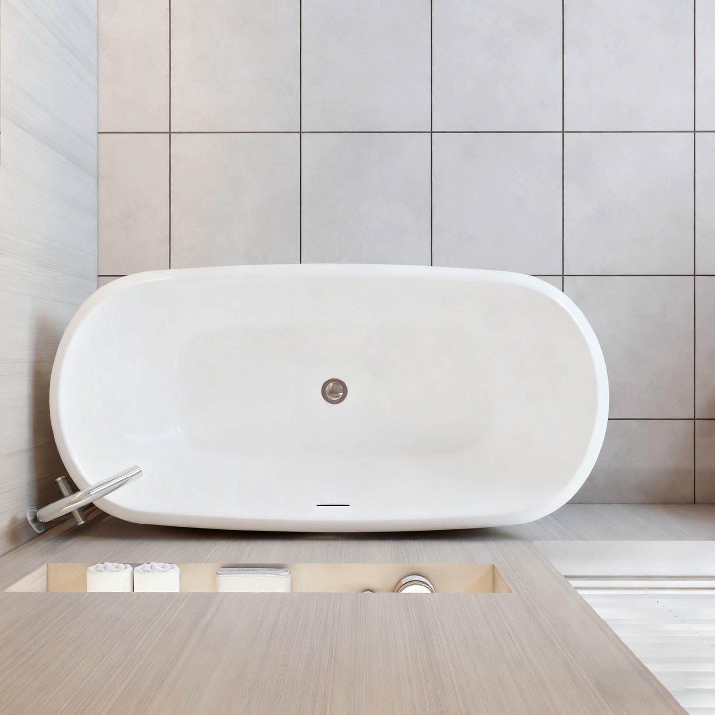 Vasca da Bagno a Isola 150x72x60 /170x78x60cm Vasca da Bagno Freestanding in Acrilico Nero Ovale