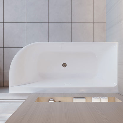 Vasca da Bagno a Isola in Acrilico 165x75x60 cm /180x80x60 cm Semi-Freestanding Colore Bianco Angolo a Parete verso Sinistro/Destro