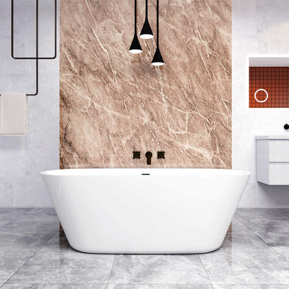 Vasca da Bagno a Isola 150x70x58 cm/170x80x58 Vasca da Bagno Freestanding in Acrilico Bianco Ovale