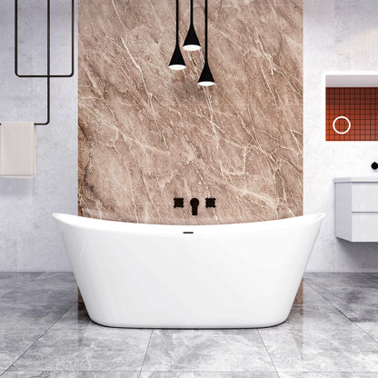 Vasca da Bagno a Isola 150x72x65/170x72x65 cm Vasca da Bagno Freestanding in Acrilico Bianco Barca Ovale