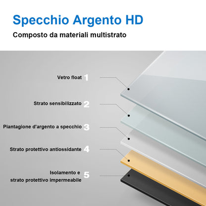 Aica Specchio da Bagno Rettangolare a LED Specchio da Toeletta Specchio da Parete, Luce Bianca 6000K, Antiappannamento, Tocco,IP44