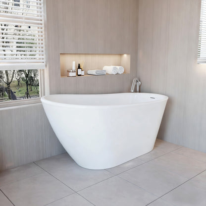 Vasca da Bagno a Isola Freestanding in Acrilico da 160x72x73 cm/170x78x73, Colore Bianco, Forma di Ovale Irregolare