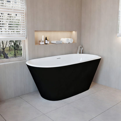 Vasca da Bagno a Isola 150x72x60 /170x78x60cm Vasca da Bagno Freestanding in Acrilico Nero Ovale
