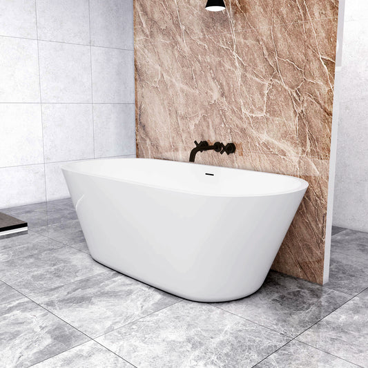 Vasca da Bagno a Isola 150x70x58 cm/170x80x58 Vasca da Bagno Freestanding in Acrilico Bianco Ovale