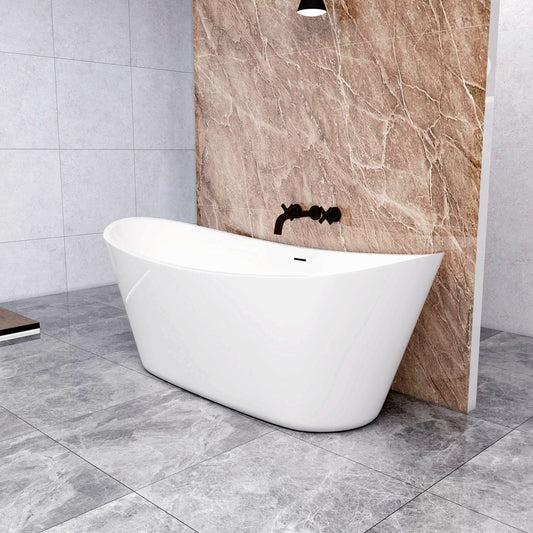 Vasca da Bagno a Isola 150x72x65/170x72x65 cm Vasca da Bagno Freestanding in Acrilico Bianco Barca Ovale