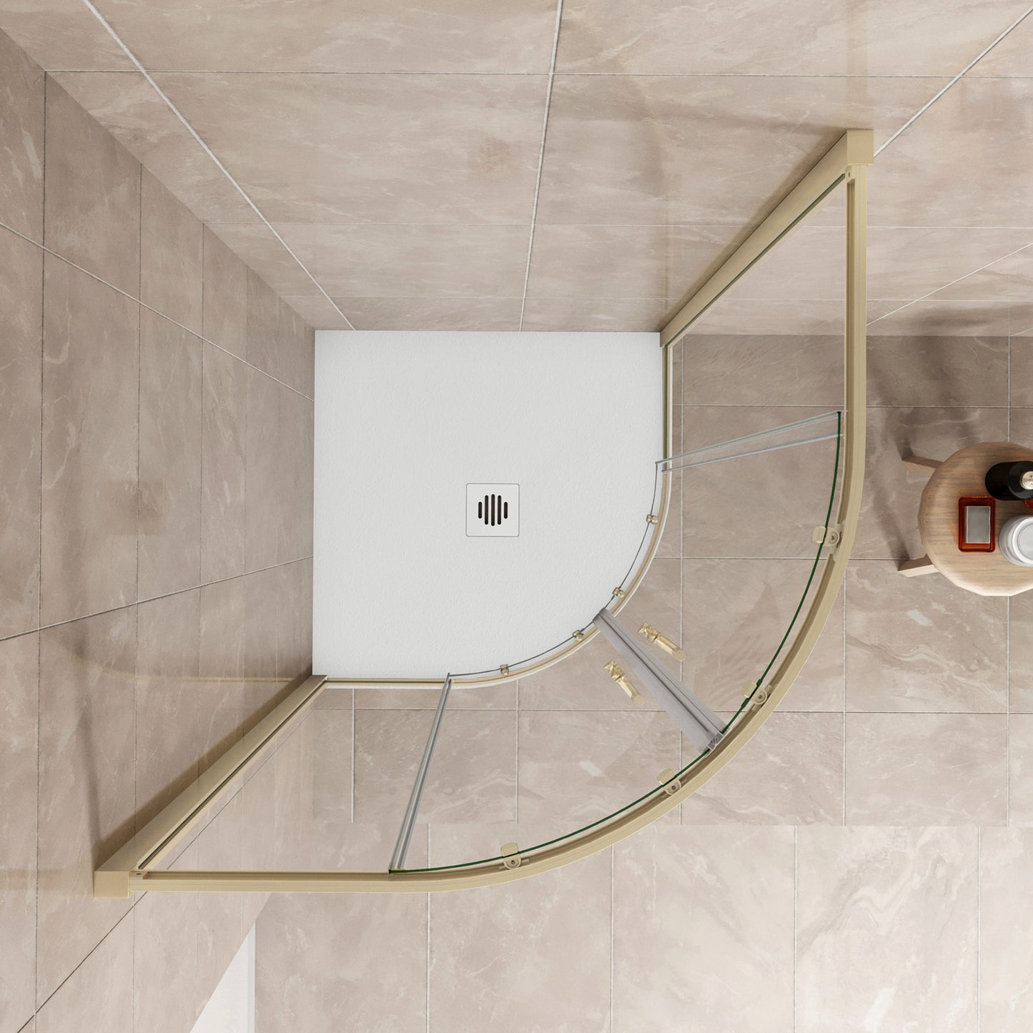 Box Doccia Semicircolare 80-90X80-90cm Porte Scorrevoli Vetro Temperato 6 mm Trasparente Anticalcare Oro Spazzolato 190 cm