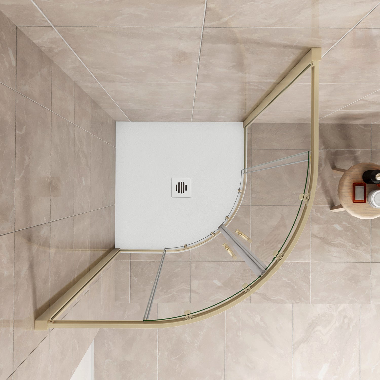 Box Doccia Semicircolare 80-90X80-90cm Porte Scorrevoli Vetro Temperato 6 mm Trasparente Anticalcare Oro Spazzolato 190 cm