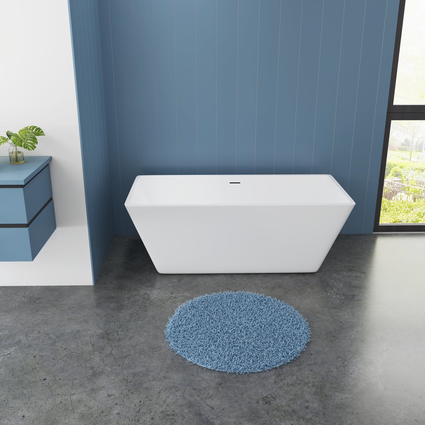 Vasca da Bagno a Isola Freestanding in Acrilico da 170x80x58 cm/150x72x56 cm, Colore Bianco, Forma Rettangolare