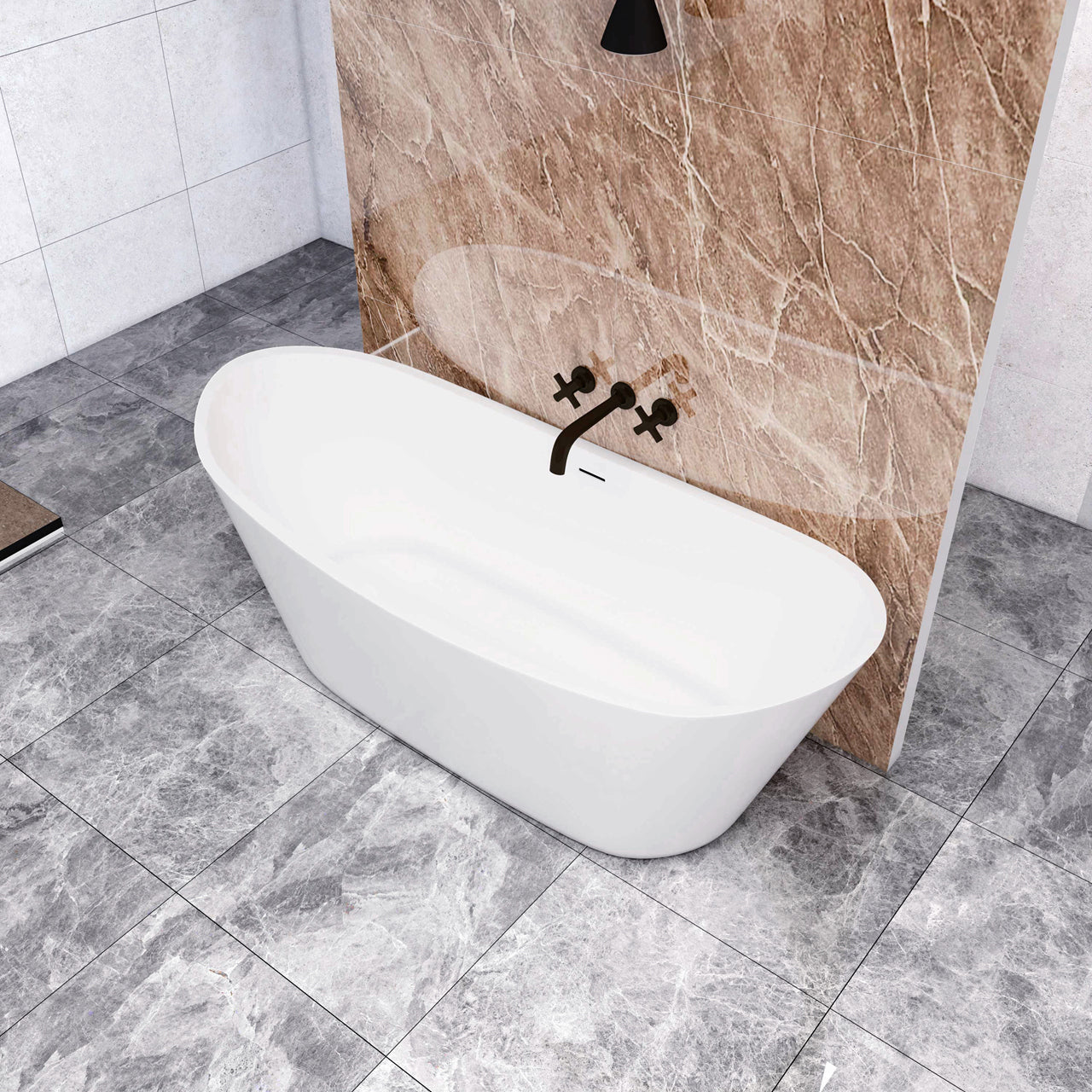 Vasca da Bagno a Isola 150x72x65/170x72x65 cm Vasca da Bagno Freestanding in Acrilico Bianco Barca Ovale