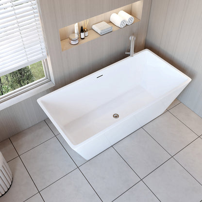 Vasca da Bagno a Isola 150x72x56/170x80x58 cm Vasca da Bagno Freestanding in Acrilico Bianco Rettangolare