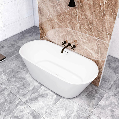 Vasca da Bagno a Isola 150x70x58 cm/170x80x58 Vasca da Bagno Freestanding in Acrilico Bianco Ovale