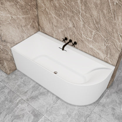 Vasca a Isola Angolare Asimmetrica SINISTRA/DESTRO 165x75x60 cm /180×80x60 cm Bianco Vasca da Bagno Semi-Freestanding in Acrilico
