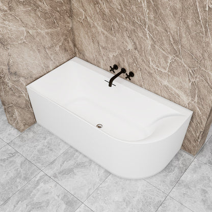 Vasca a Isola Angolare Asimmetrica SINISTRA/DESTRO 165x75x60 cm /180×80x60 cm Bianco Vasca da Bagno Semi-Freestanding in Acrilico