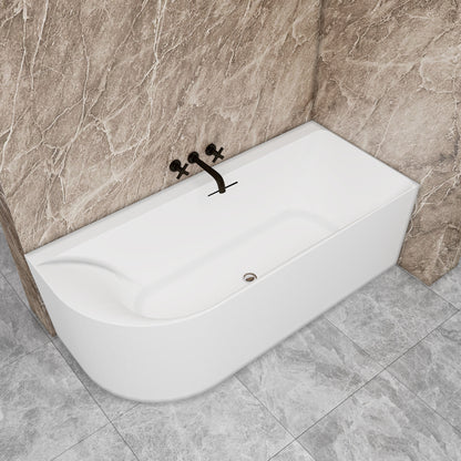 Vasca a Isola Angolare Asimmetrica SINISTRA/DESTRO 165x75x60 cm /180×80x60 cm Bianco Vasca da Bagno Semi-Freestanding in Acrilico