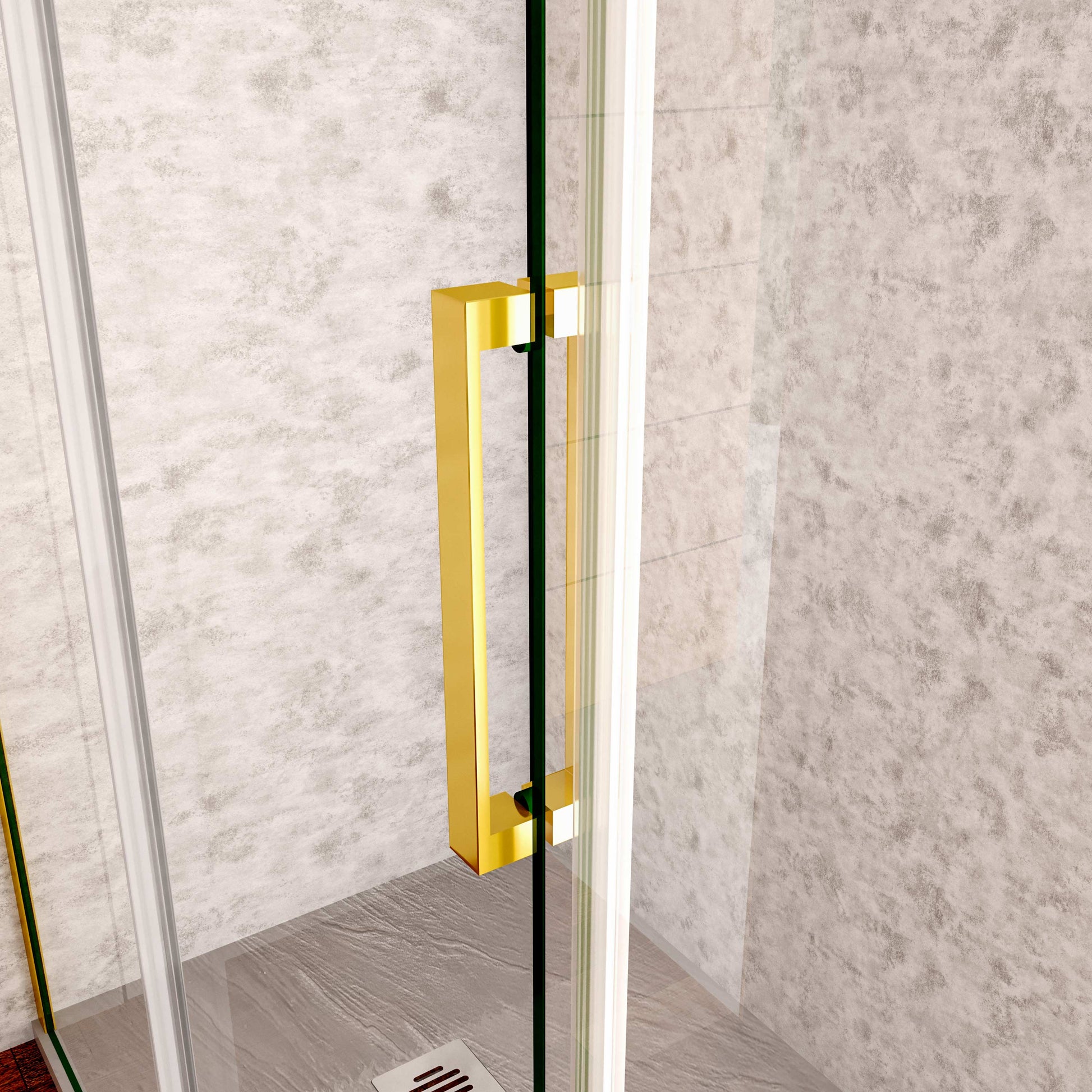 Box Doccia Angolare H.195 cm Porta Scorrevole con Parete Fissa Vetro 8 mm Temperato Anticalcare Trasparente Telaio Cromo Dorato