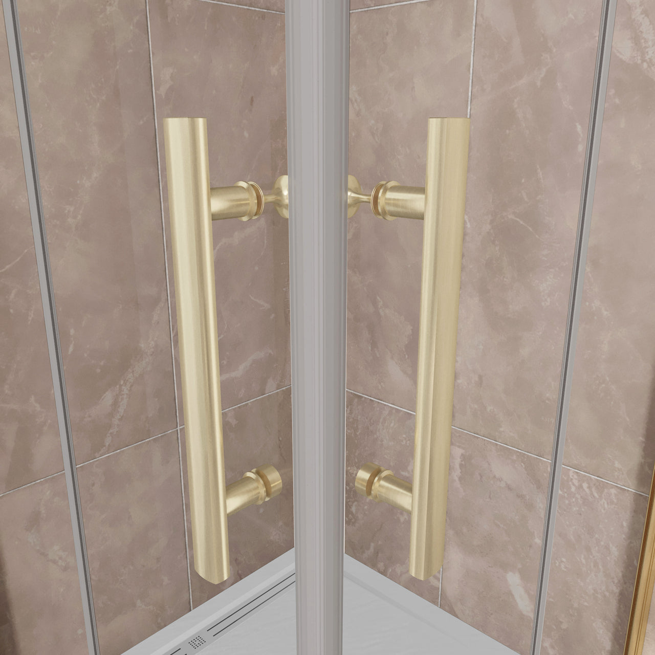 185cm Box Doccia Angolare Doppia Porta Battente Pieghevole Vetro Temperato Trasparente 6 mm Anticalcare Telaio Dorato Spazzolato