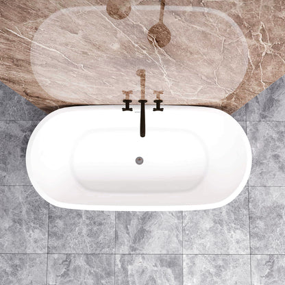 Vasca da Bagno a Isola 150x70x58 cm/170x80x58 Vasca da Bagno Freestanding in Acrilico Bianco Ovale