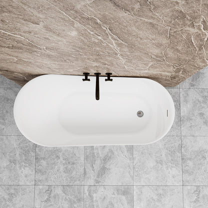 Vasca da Bagno a Isola 160x72x73 /170x78x73cm Vasca da Bagno Freestanding in Acrilico Bianco Ovale Irregolare