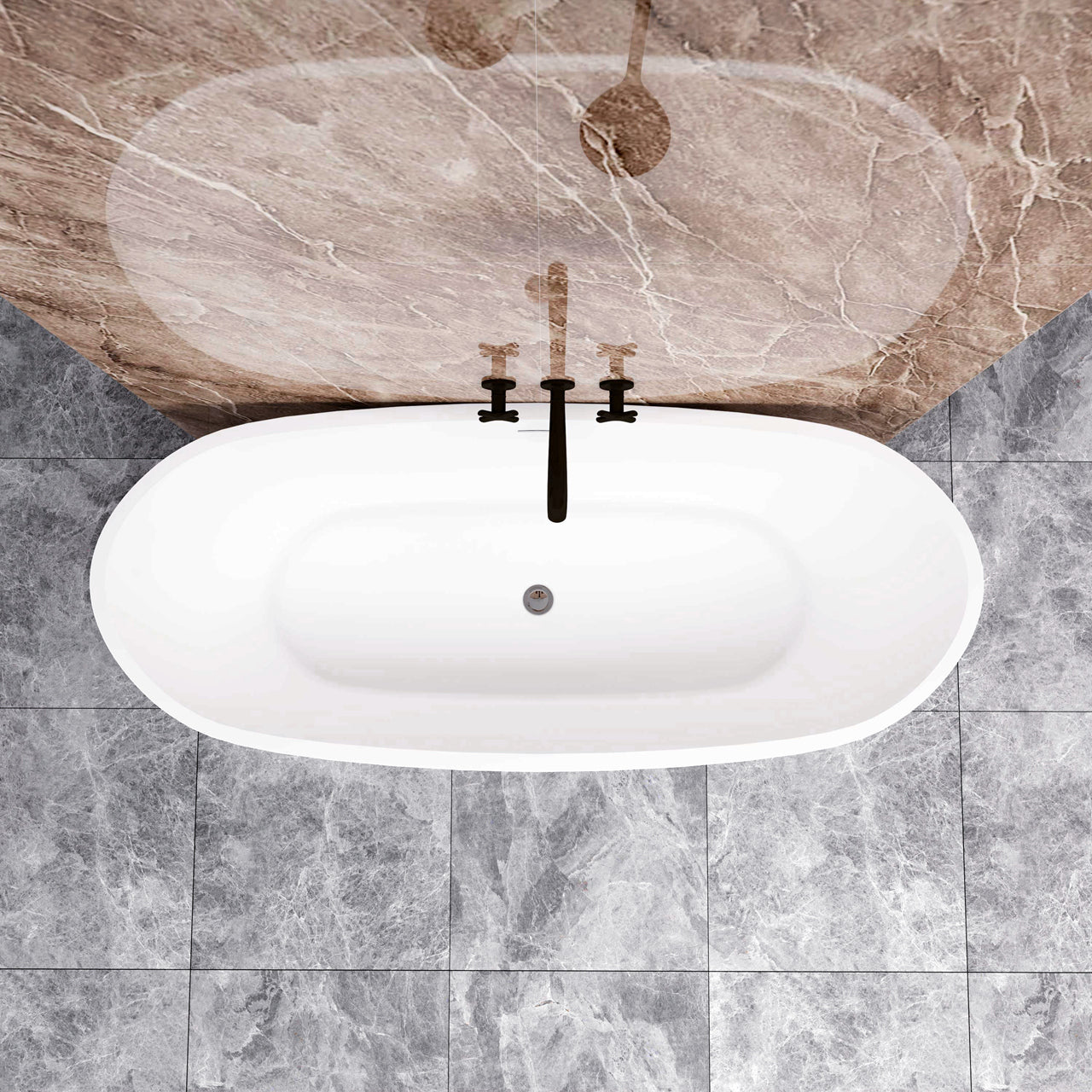 Vasca da Bagno a Isola 150x72x65/170x72x65 cm Vasca da Bagno Freestanding in Acrilico Bianco Barca Ovale