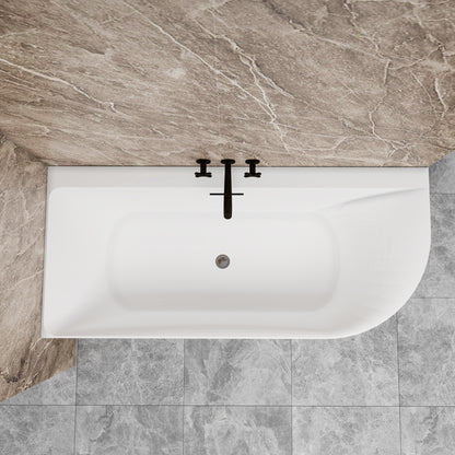 Vasca a Isola Angolare Asimmetrica SINISTRA/DESTRO 165x75x60 cm /180×80x60 cm Bianco Vasca da Bagno Semi-Freestanding in Acrilico