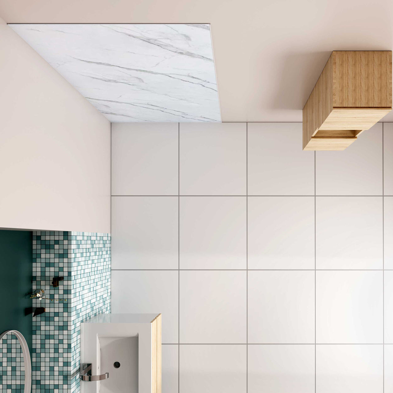 Pannello Doccia Realizzato in Alluminio Spessore 3mm con Profili Finitura Bianco Alba per Rivestimento Parete Bagno