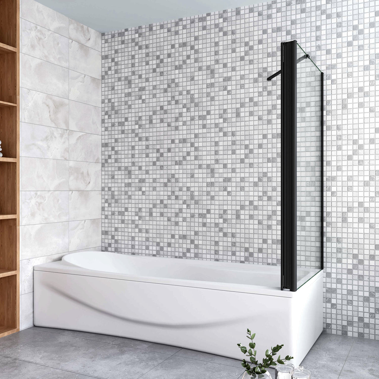 Parete Doccia Sopravasca Angolare 2/4/5 Ante Pieghevoli Vetro 4 mm con Parete Laterale 65/70/75cm Vetro Temperato 6 mm Trasparente Telai Neri Opachi