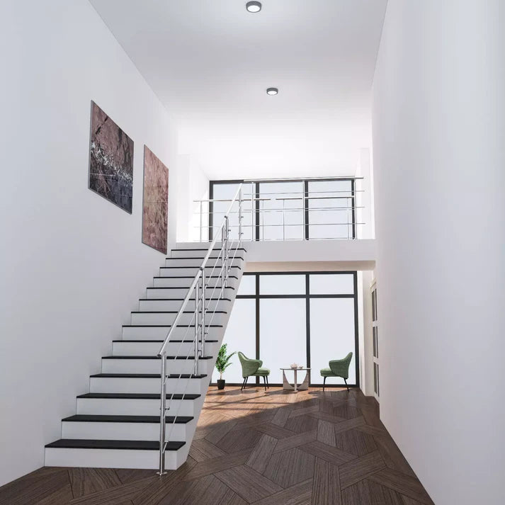 Balaustra Ringhiera Corrimano in acciaio inox spazzolato 3 barre trasversali