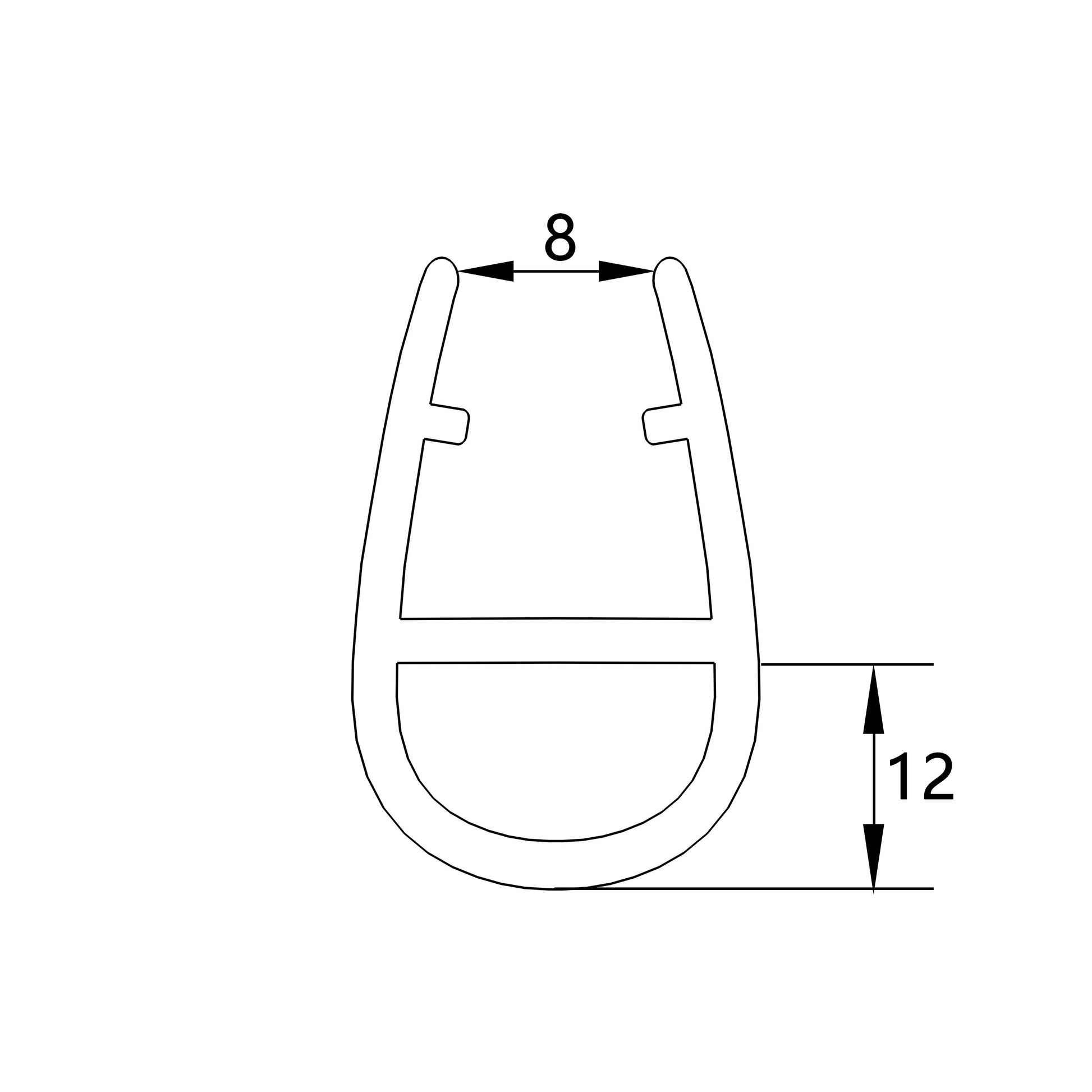 Guarnizione Sottoporta per box doccia per vetro da 8mm lungha 90cm Tagliabile