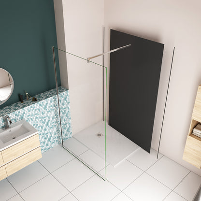Pannello doccia girevole per vasca da bagno Medal, 60 x 140 cm, colore nero, con vetro di sicurezza monolocale da 5 mm, rivestimento nano