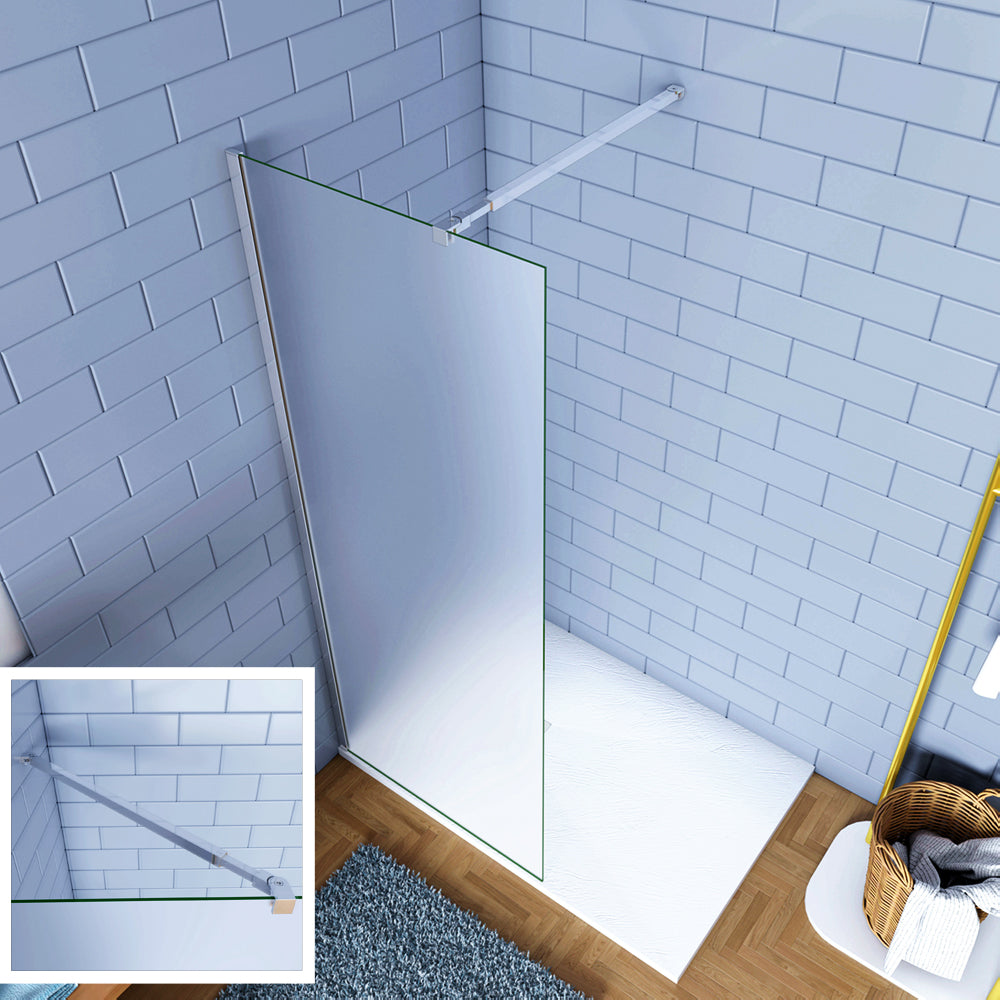Walk In Parete Fissa per Doccia in Vetro Temperato 6mm Satinato Opaco Anticalcare B. Braccio 73-120cm Regolabile