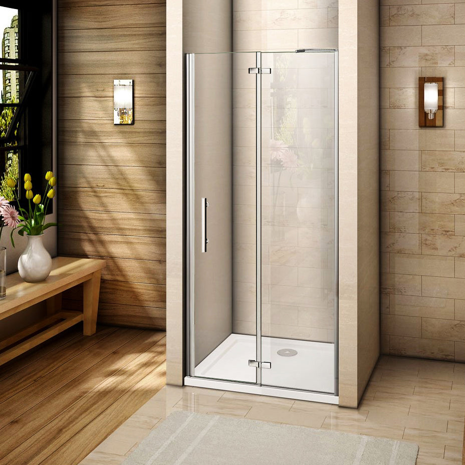 Aica 190 cm Box Doccia Per Nicchia Porta Battente In Vetro Da 6 mm Temperato Trasparente Anticalcare Un'Anta Con Barra Stabilizzatrice
