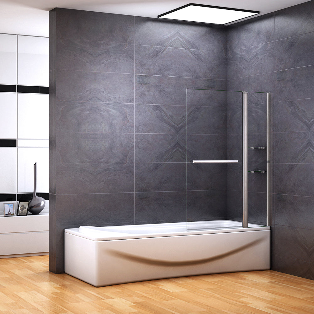 Parete Vasca Da Bagno 80x145cm - Vetro Temperato 6mm Anticalcare Con Profili Nero Opaco - Foto 11