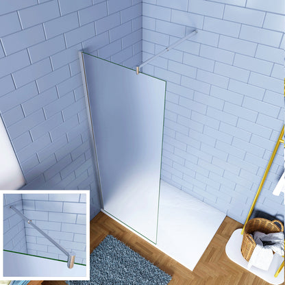 Walk In Parete Fissa per Doccia in Vetro Temperato 6mm Satinato Opaco Anticalcare C. Braccio 70-120cm Regolabile