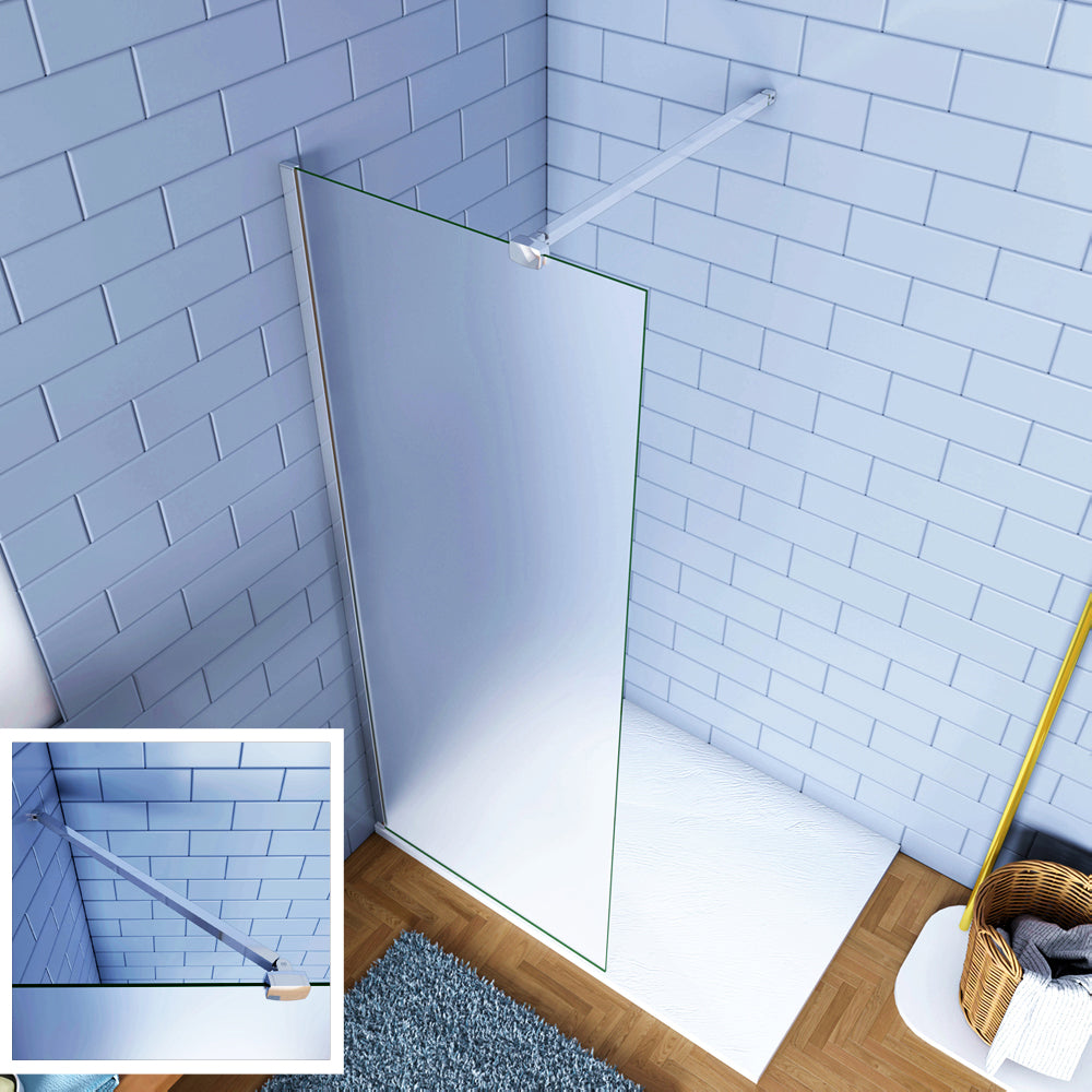 Walk In Parete Fissa per Doccia in Vetro Temperato 6mm Satinato Opaco Anticalcare D. Braccio 90cm Snodabile