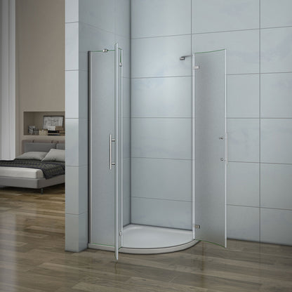 Aica 195 cm Box Doccia Semicircolare Vetro 6 mm Temperato Satinato/Opaco Anticalcare Con Barra Stabilizzatrice varie dimensioni