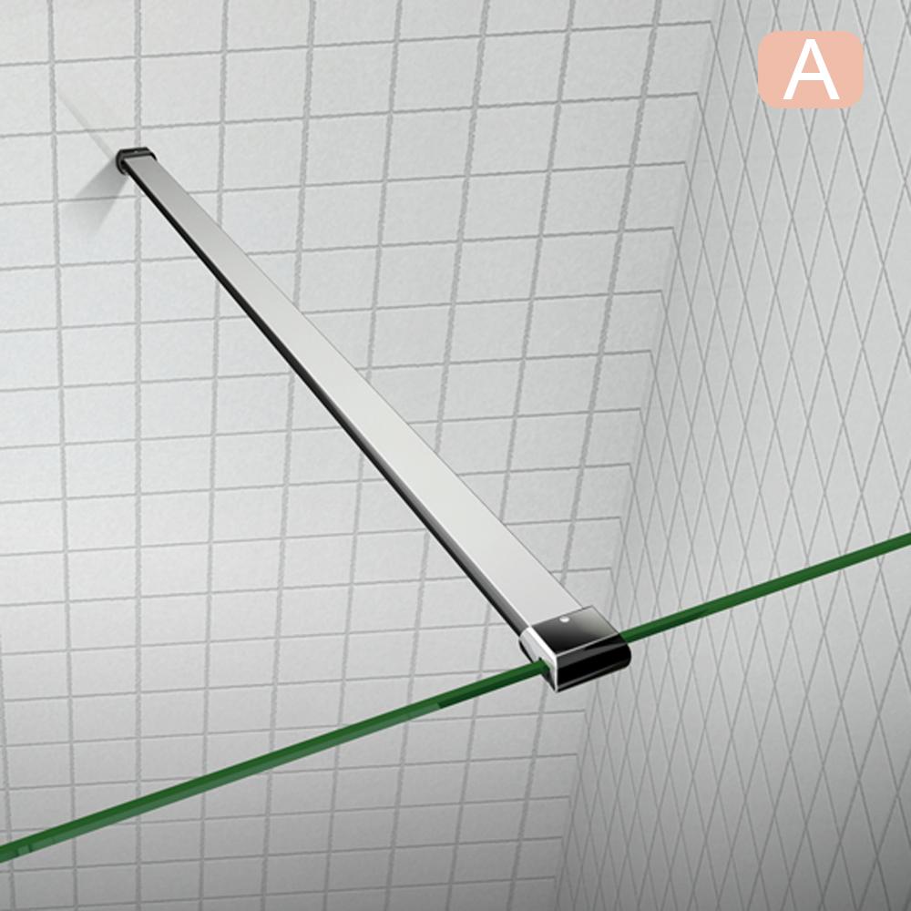 Aica Parete Per Doccia Walk In H. 200cm Vetro Temperato Anti-frantumi Anticalcare 8mm Striscia Opaca Barra Stabilizzatrice 140 cm