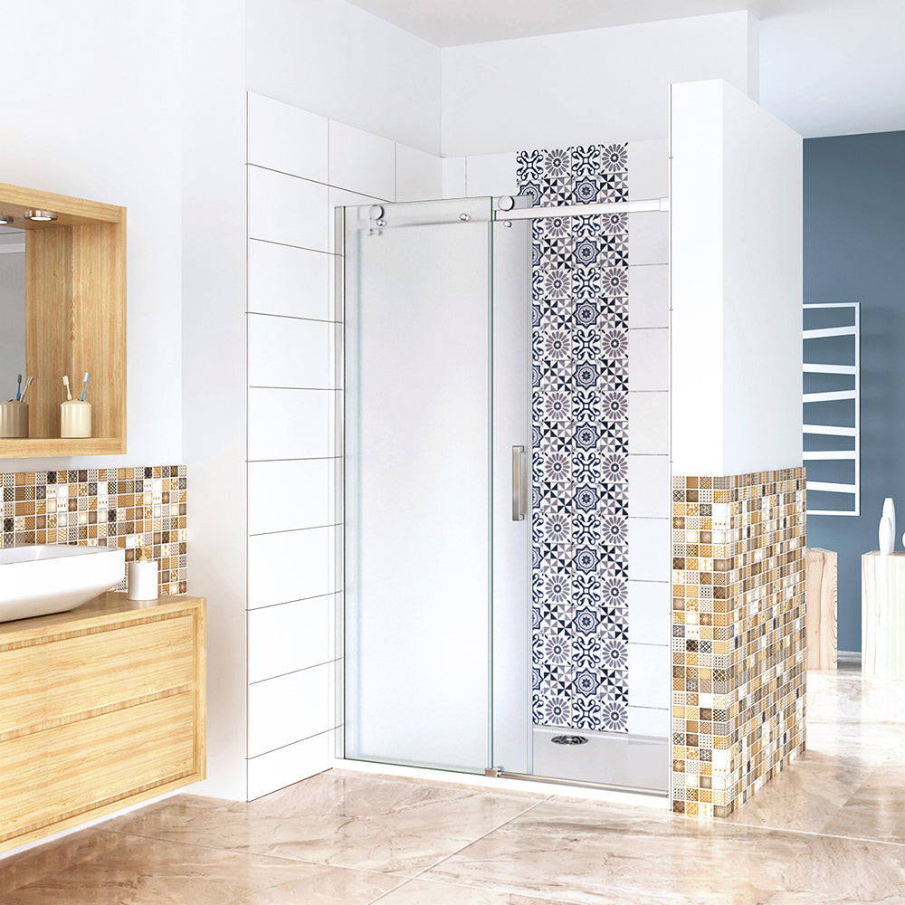 Box Doccia Per Nicchia Porta Scorrevole Ingresso Destro Vetro 8 mm Temperato Satinato Opaco Anticalcare 195cm