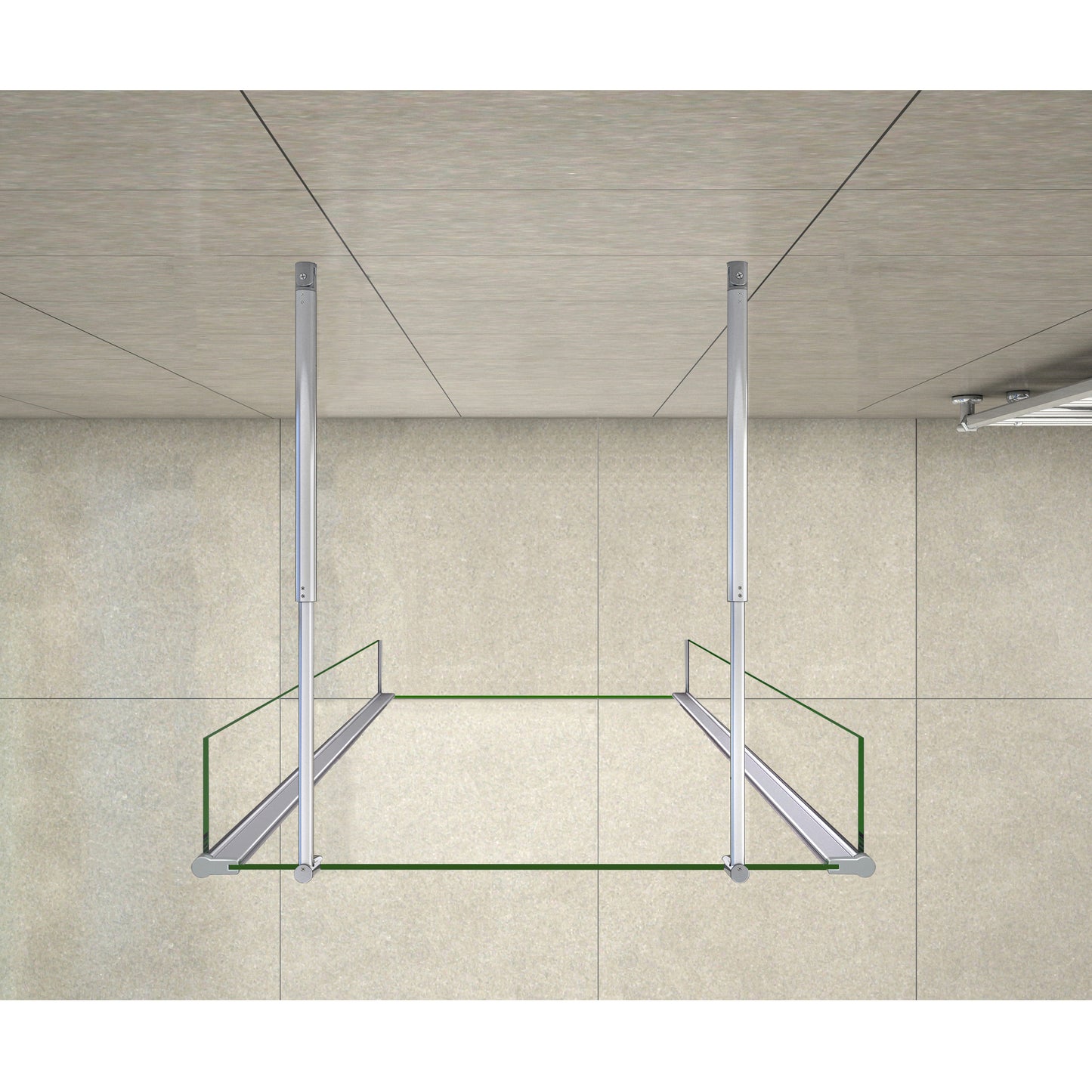 Aica 200cm Walk In Parete Per Doccia Vetro Trasparente Anticalcare Doppia Paretina Mobile Da 30 cm e Doppia Barra Stabilizzatrice