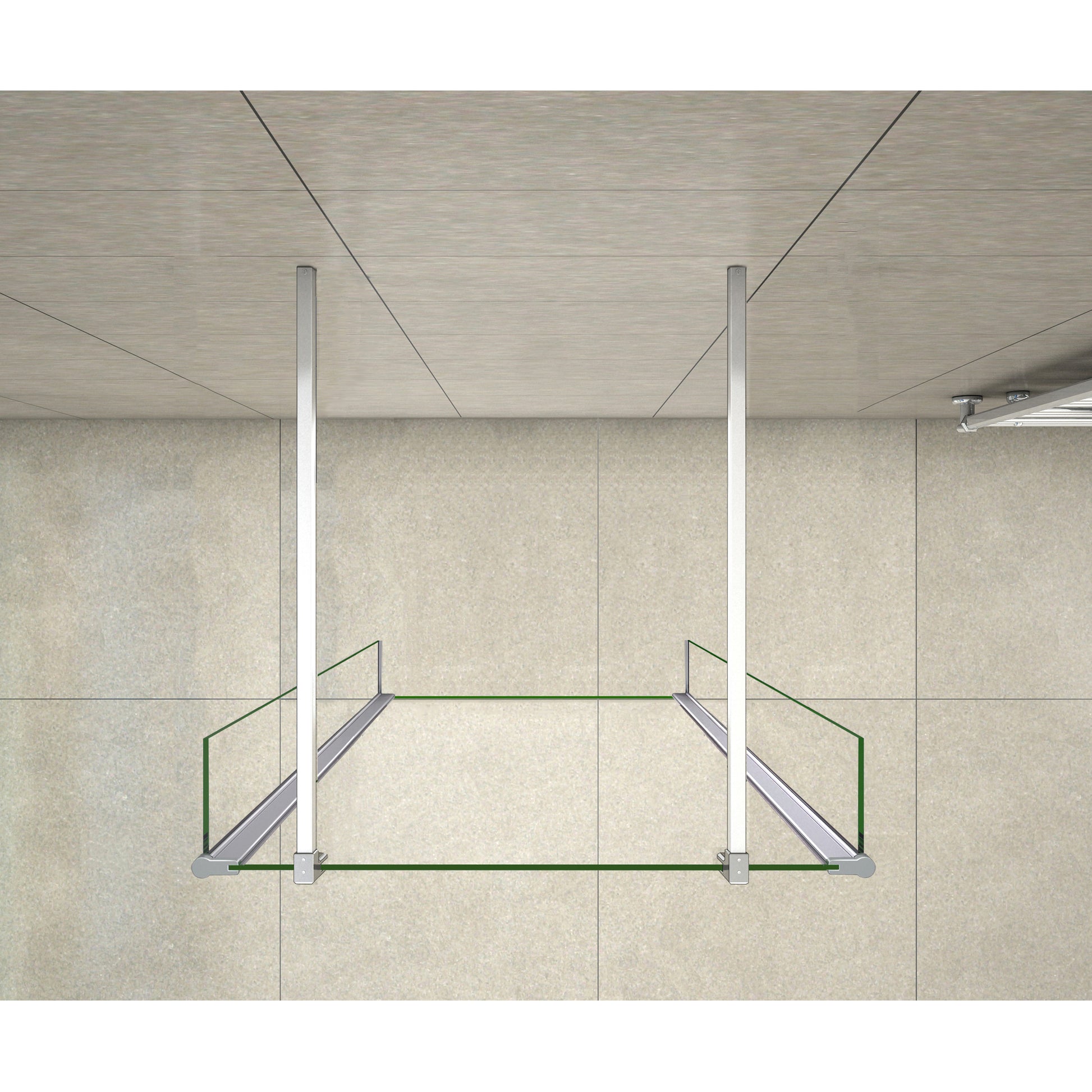 Aica 200cm Walk In Parete Per Doccia Vetro Trasparente Anticalcare Doppia Paretina Mobile Da 30 cm e Doppia Barra Stabilizzatrice