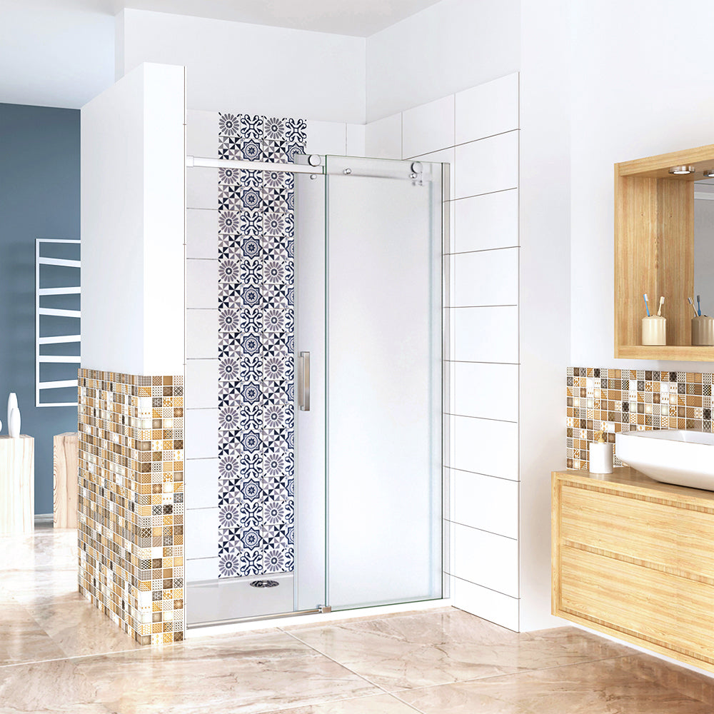 Box Doccia Per Nicchia Porta Scorrevole Ingresso Sinistro Vetro 8mm Temperato Satinato Opaco Anticalcare 195cm