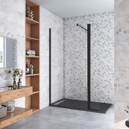 Box Doccia Walk in Due Pareti una Fissa? Mobile Vetro 8mm Temperato Trasparente Anticalcare Barra Stabilizzatrice Nero Opaco Tipo 1 - Lunga 70-120 cm Regolabile 40