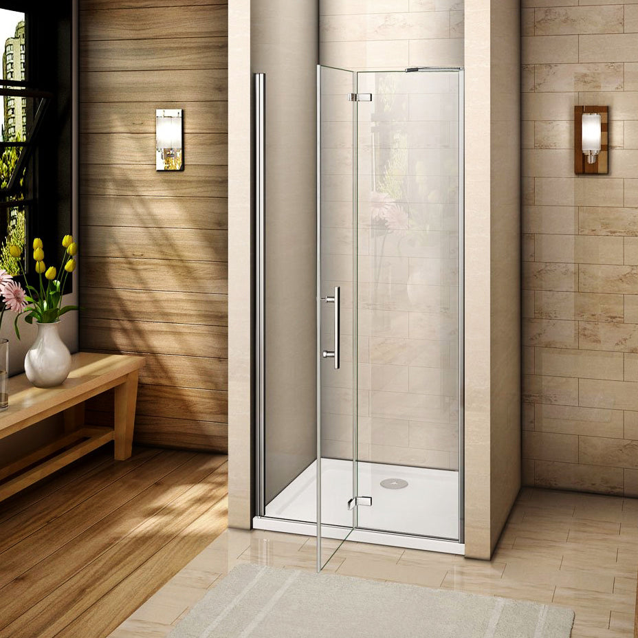 Aica 190 cm Box Doccia Per Nicchia Porta Battente In Vetro Da 6 mm Temperato Trasparente Anticalcare Un'Anta Con Barra Stabilizzatrice