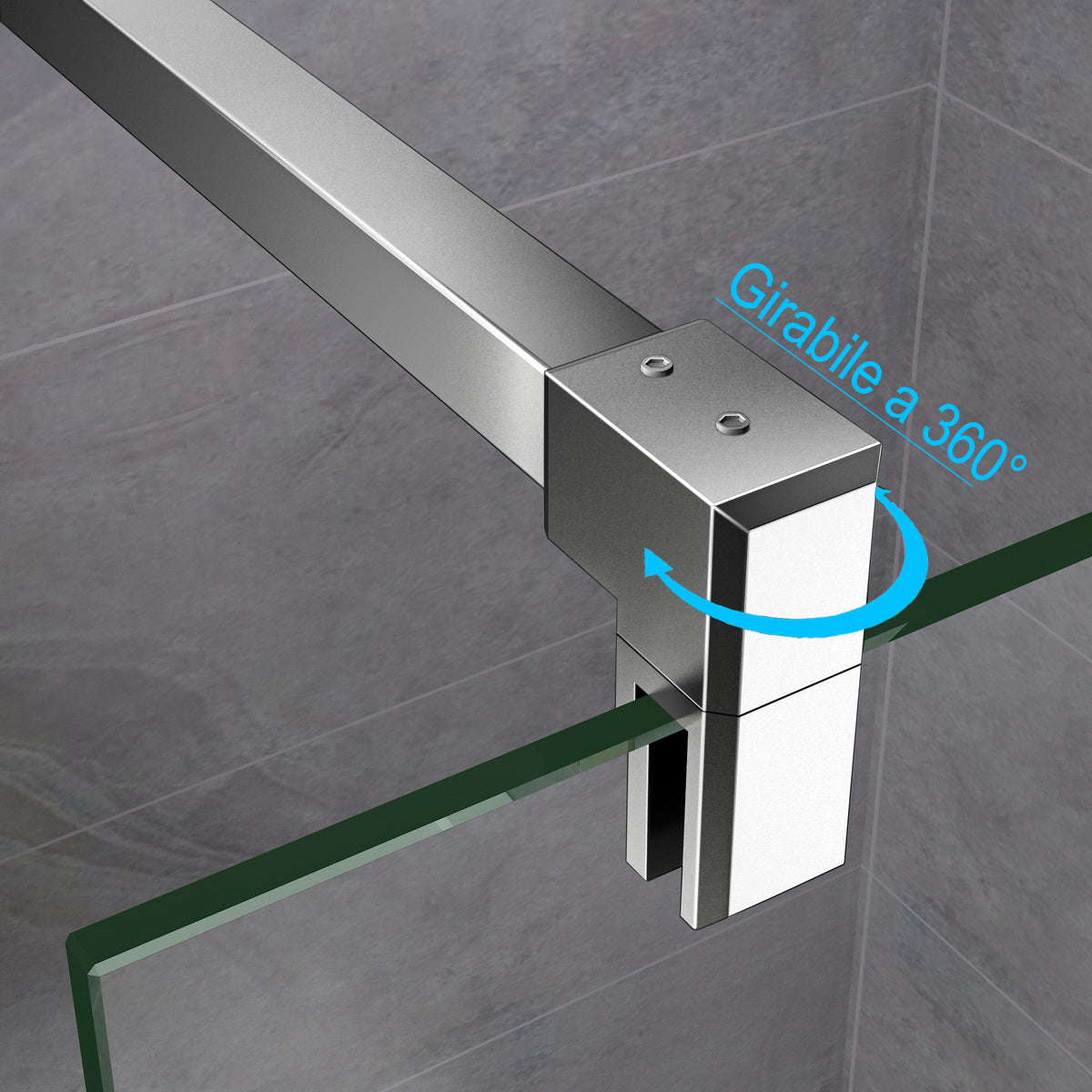 Aica Walk In Alta 200 cm Parete Per Doccia Vetro 8mm Temperato Fascia Centrale Opaca Anticalcare Barra Stabilizzatrice 90cm E Piatto Doccia