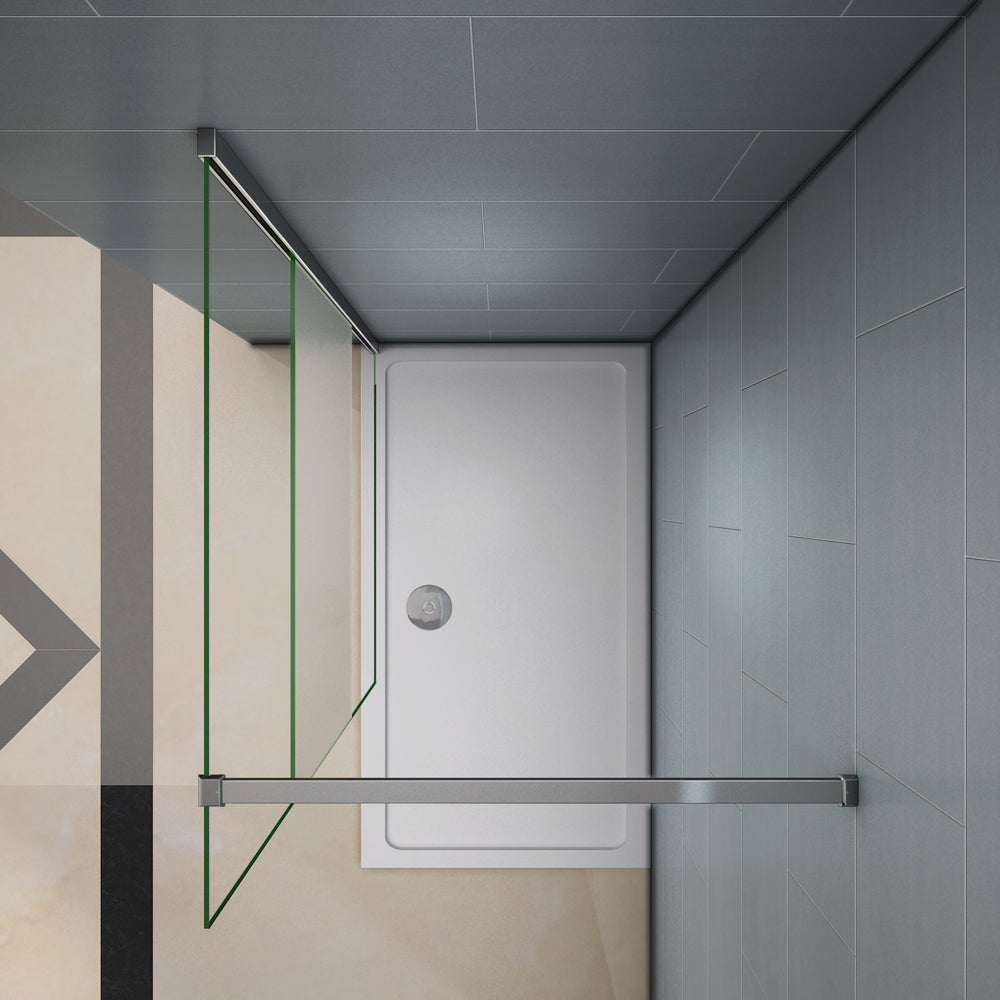 Aica Parete Per Doccia Walk In H. 200cm Vetro Temperato Anti-frantumi Anticalcare 8mm Striscia Opaca Barra Stabilizzatrice 140 cm