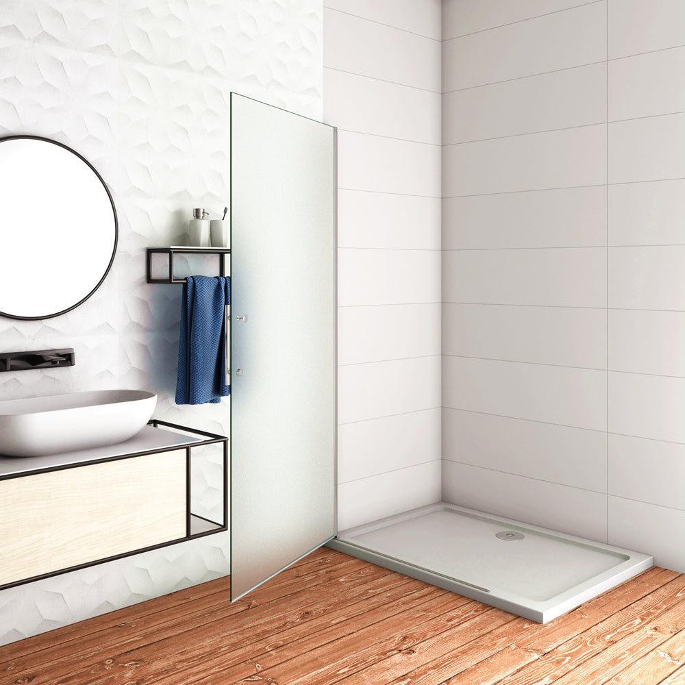 WALK IN Parete Doccia Movibile Girevole Verso Interno e Esterno 195cm in Vetro 6mm Temperato Anticalcare Satinato Opaco Telaio Cromato Lucido