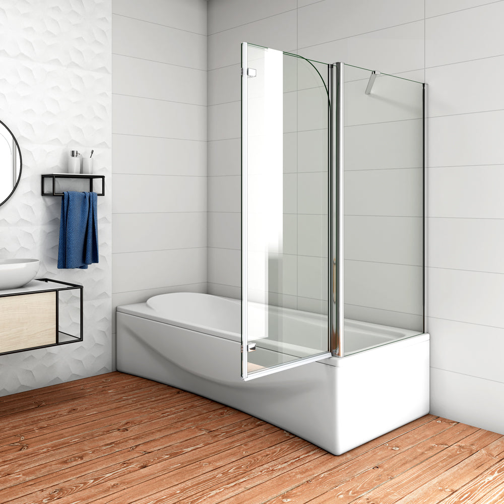 Parete Doccia Sopravasca Angolare 2 Ante Pieghevoli con Parete Laterale Vetro Temperato 6 mm Trasparente Anticalcare Cromato Lucido