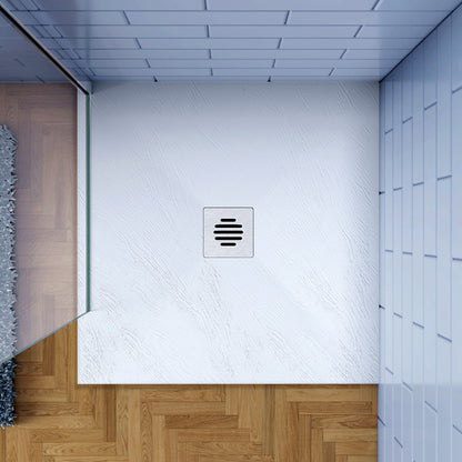 Piatto Doccia Bianco in Marmo Resina Mista Effetto Ardesia Ruvido Piletta e Tubo inclusi Spessore di 3cm Ultraslim 90x90x3