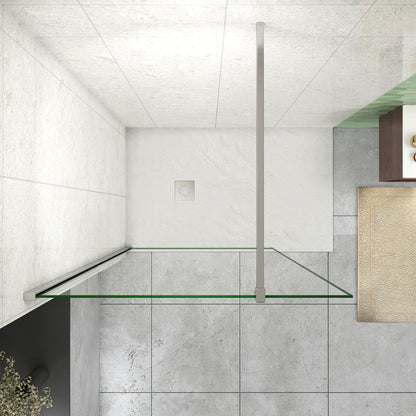 Box Doccia Walk In Parete Fissa in Vetro Temperato da 10 mm Trasparente Anticalcare Barra Stabilizzatrice Cromo Lucido