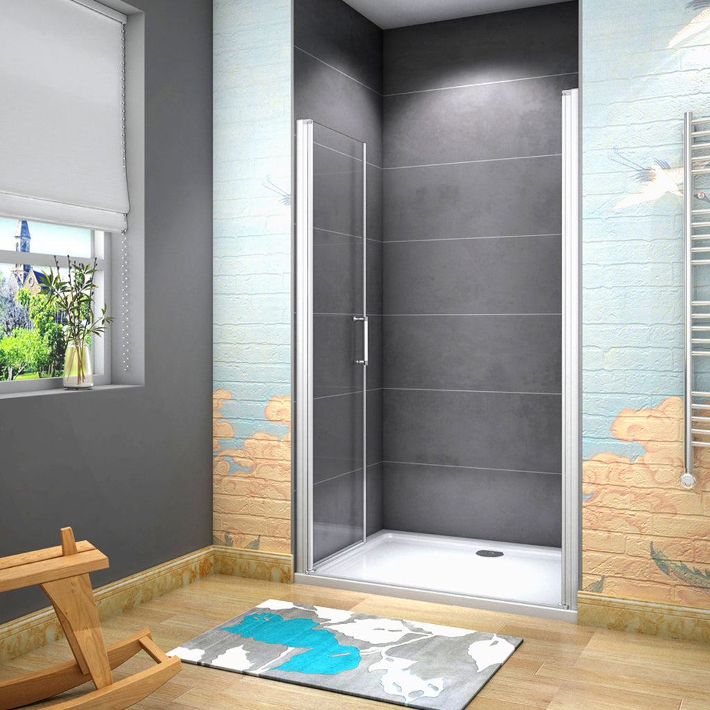 Aica 185 cm Box doccia per Nicchia Porta Battente 2 Ante Saloon Vetro Temperato 5 mm Trasparente Profilo in Alluminio Processo di Elettroforesi